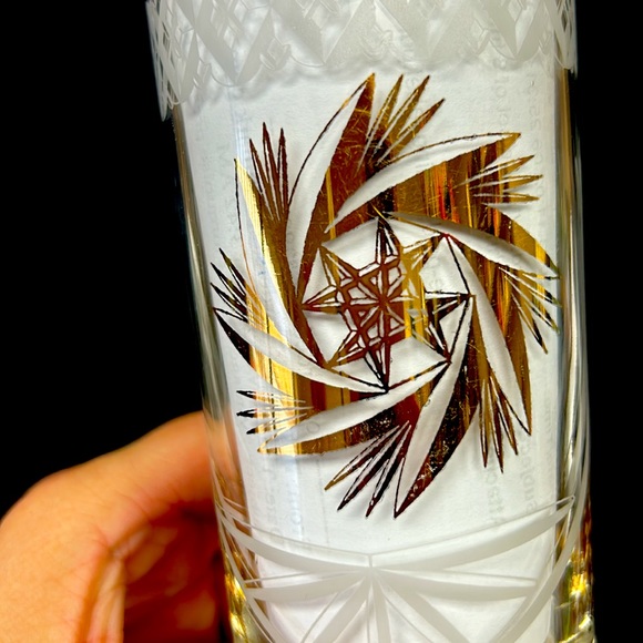 Mid Century Modern set of 4 ATOMIC PINWHEEL highball glasses - Picture 3 of 8